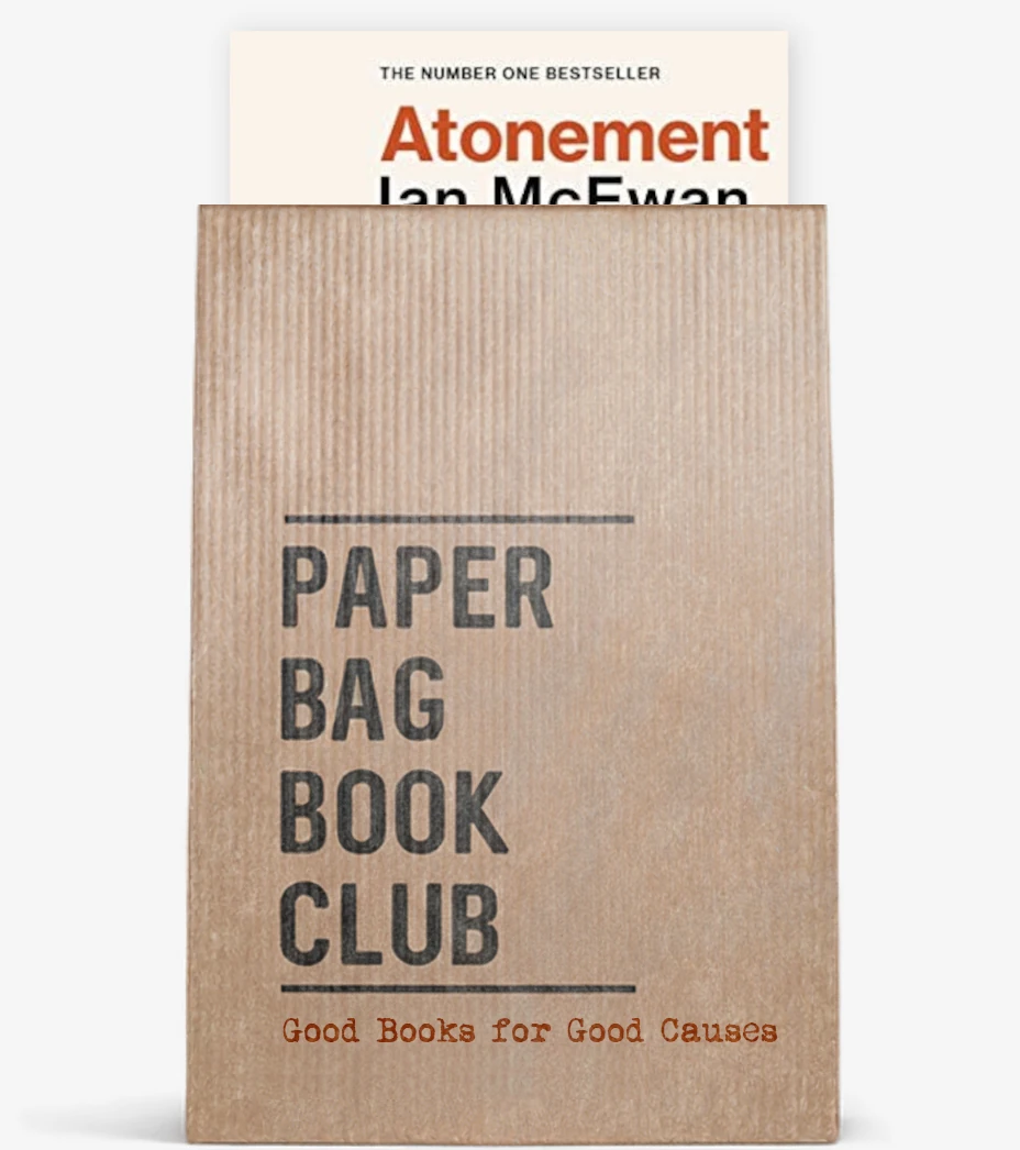 Atonement by Ian McEwan, poking out of a paper bag